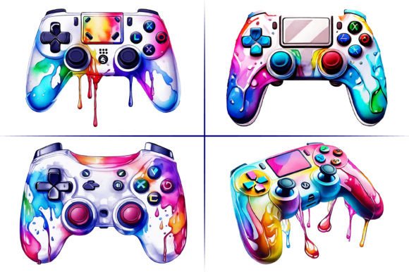 Download Watercolor Melting Gamepad Clipart - Gamepad Collection