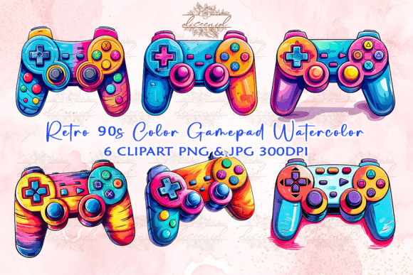 Download Watercolor Retro Gamepad Clipart - Gamepad Collection