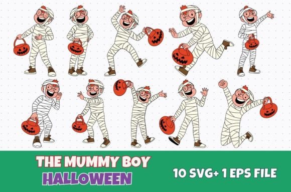 Download 10 Mummy Kid Halloween Character Vector - Premium Resources