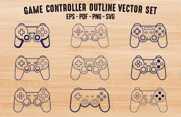 Download Gamepad Console Outline Vector SVG Set - Premium Resources