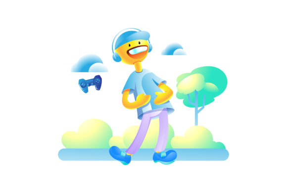 Download Happy Boy with Headphone and Gamepad - Premium Resources
